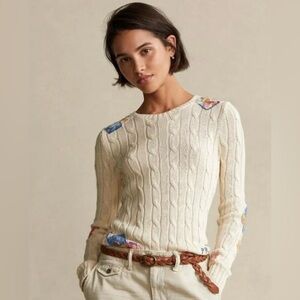 Polo Ralph Lauren Cream Knit Crewneck Sweater - Size S - NWT